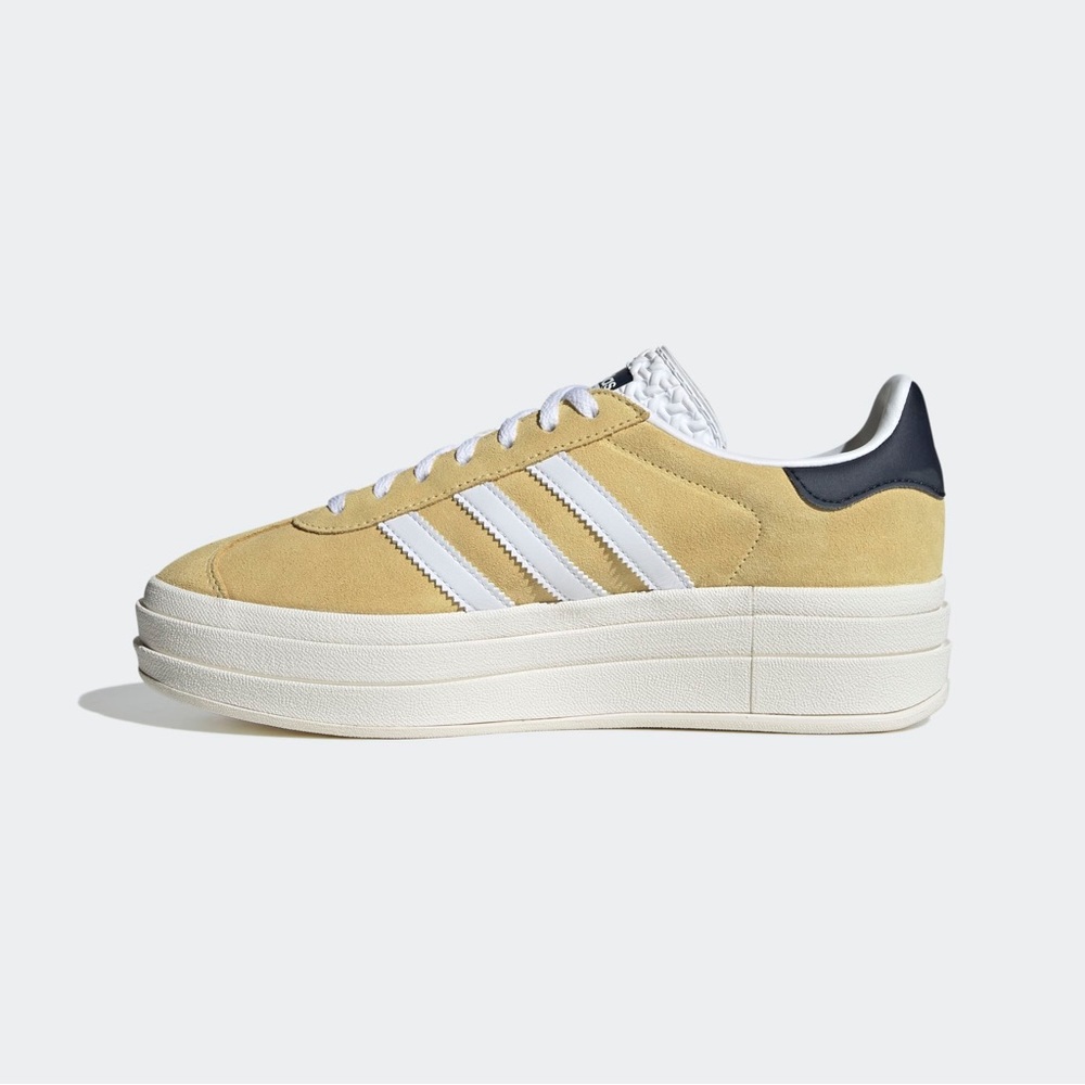 Adidas Gazelle Bold Platform Almost Yellow Suede Shoes HQ6891 Womens Szs 7